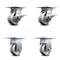 Service Caster 4 Inch V Groove Semi Steel Caster Set with Roller Bearing 2 Brakes and 2 Rigid SCC-35S420-VGR-SLB-2-R-2 - alternate 1